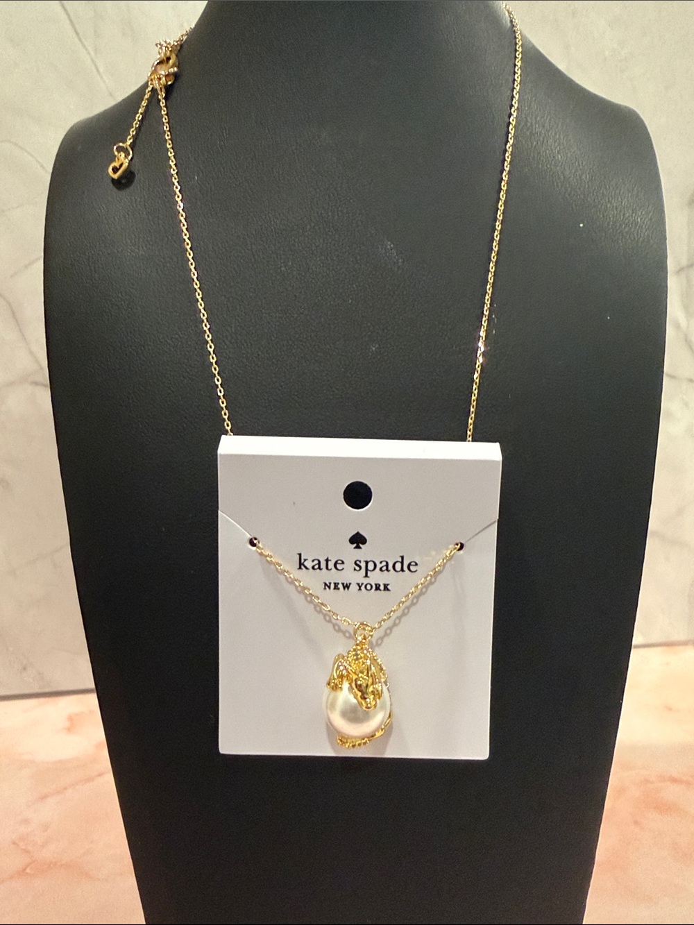 kate spade | Gold Plated Dragon Pearl & Crystal Pendant Necklace 🐉 GOT FANS - Picture 3 of 3